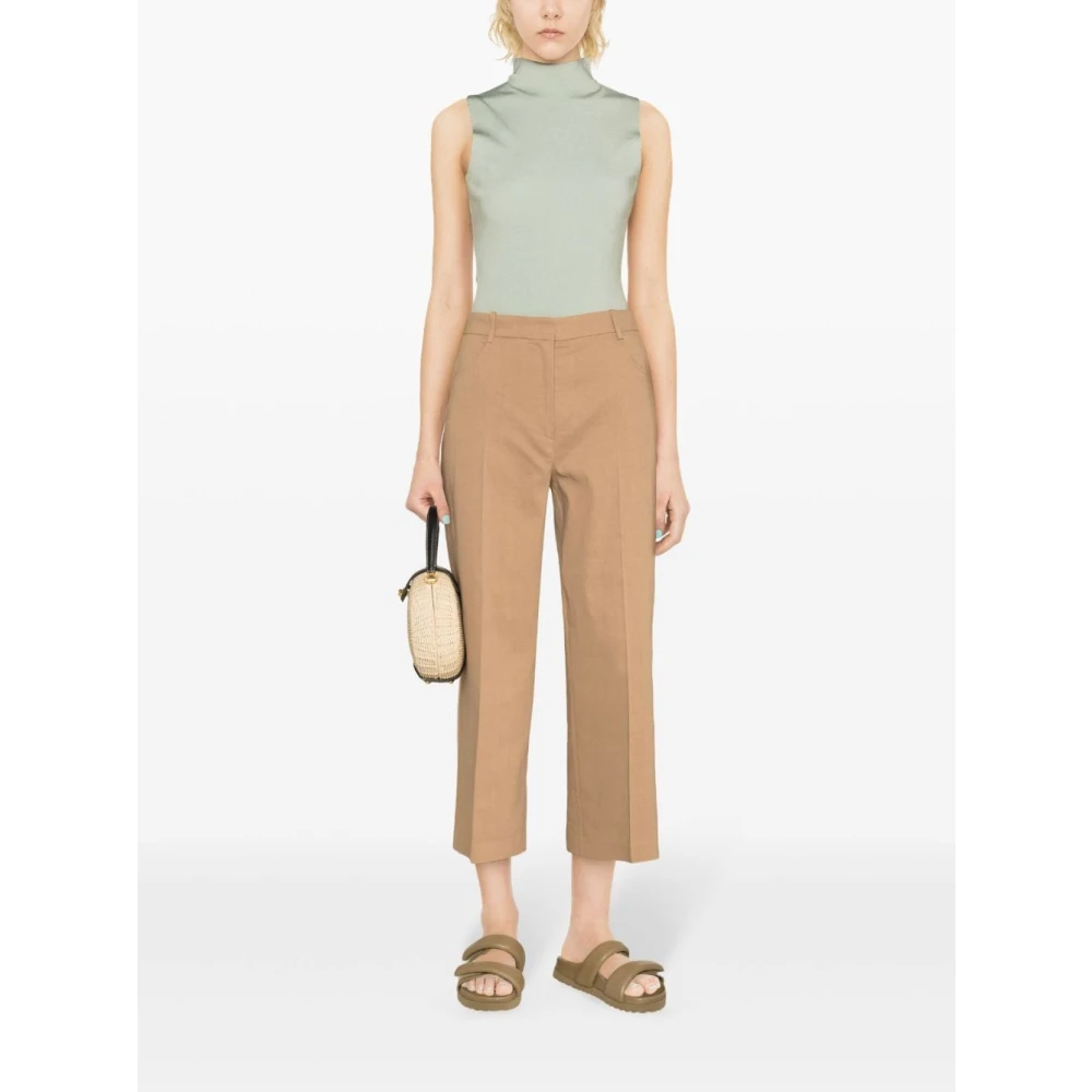 pinko Cropped Trousers Brown Dames
