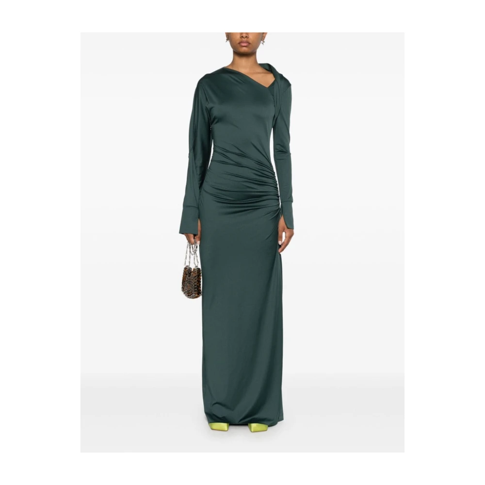 Victoria Beckham Groene Asymmetrische Halsjurk met Sjerp Green Dames