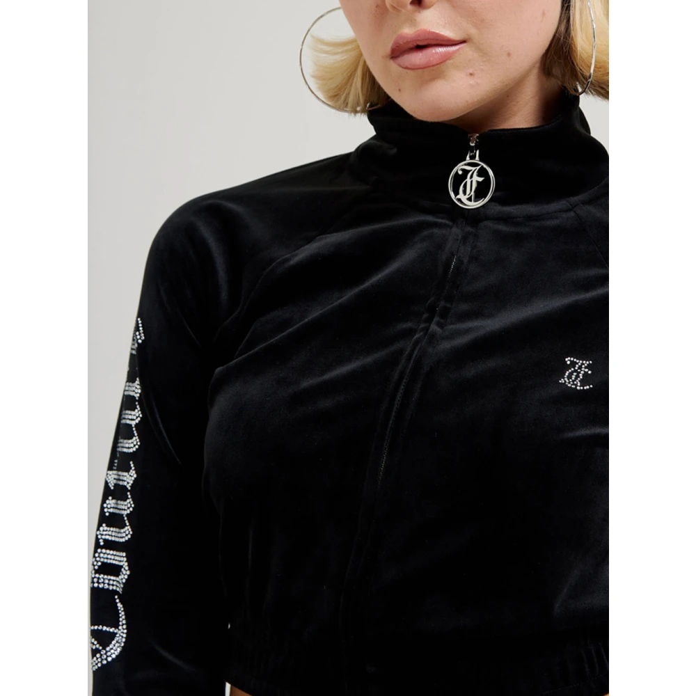 Juicy Couture Zwart Velours Cropped Track Jacket Black Dames