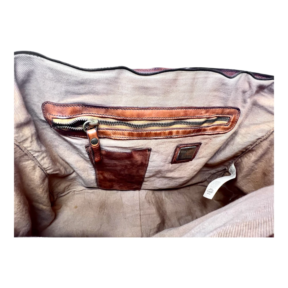 Campomaggi Leren Messenger Tas Cognac Kleur Brown Heren