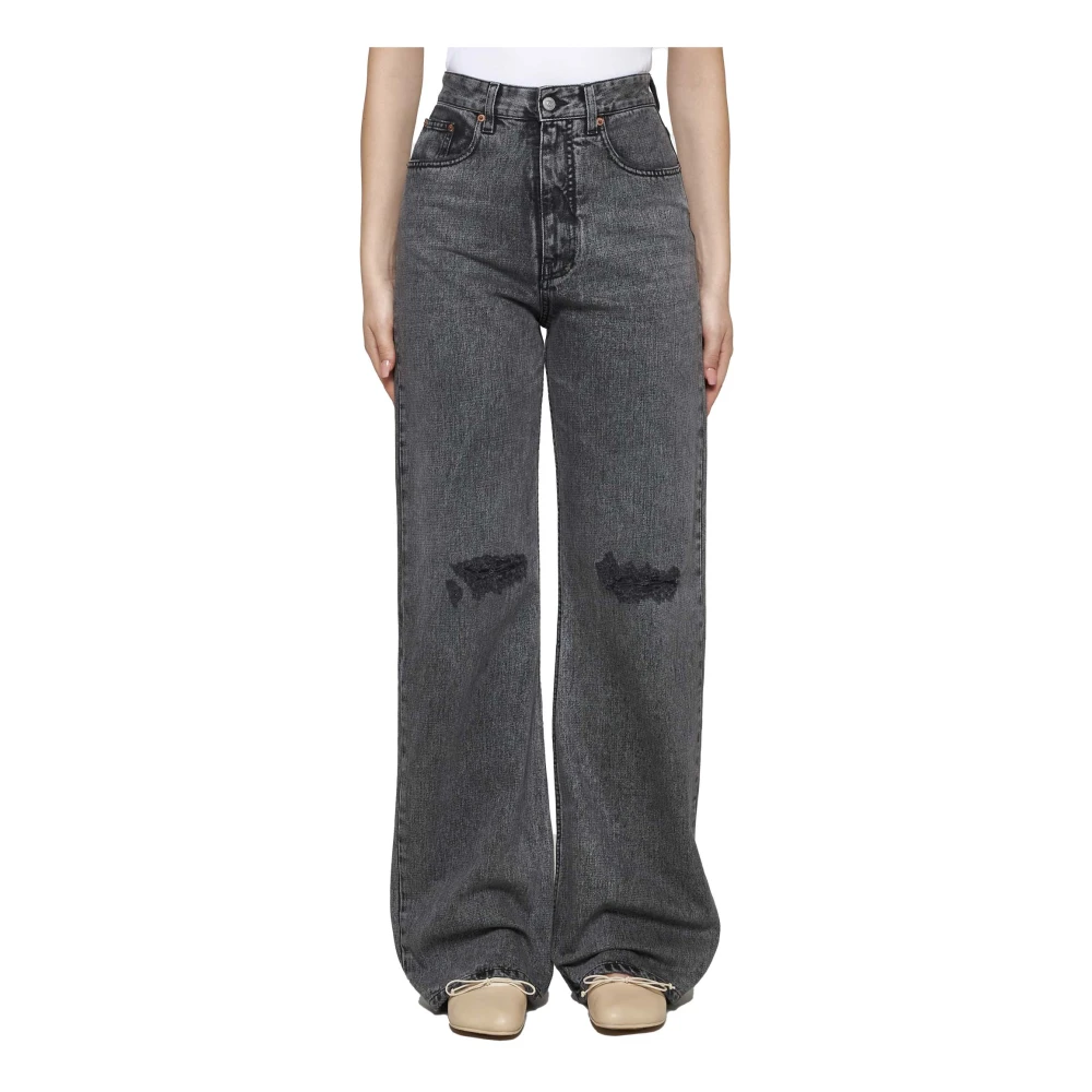 MM6 Maison Margiela High-Rise Wide Jeans Black Dames