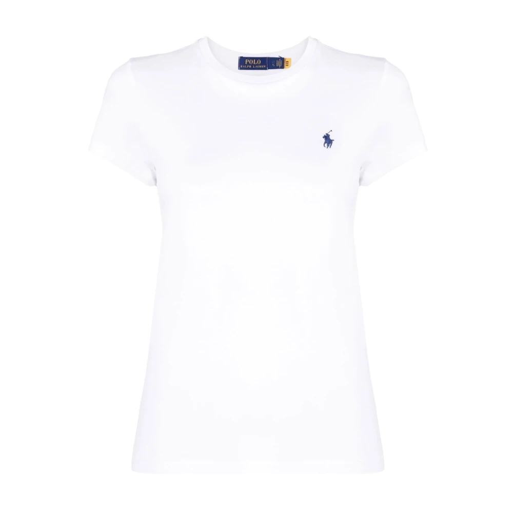 Ralph Lauren Witte Katoenen T-shirt met Geborduurd Logo White Dames