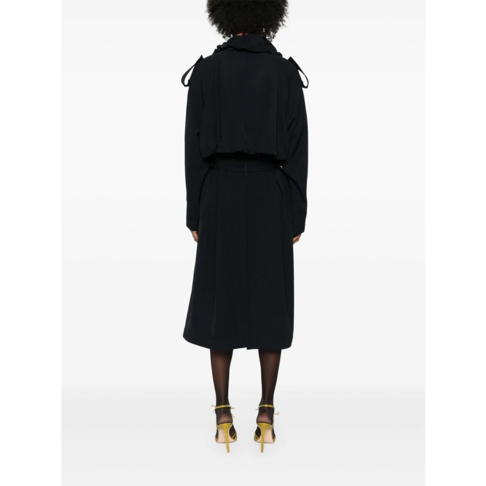 Bottega Veneta Midnight Blue Trench Coat Black Dames