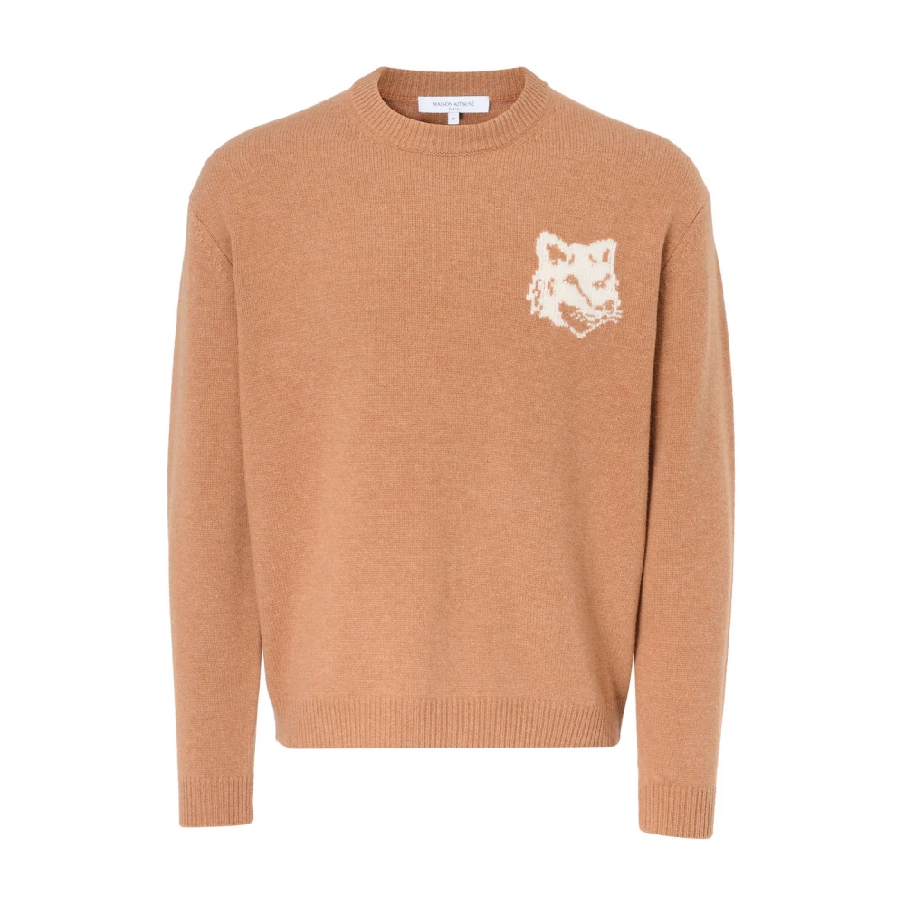 Maison Kitsuné Intarsia Comfort Fox Head Sweater Brown Heren