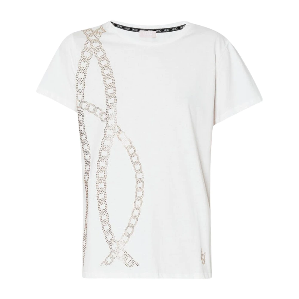 Liu Jo Ketting Studs Ronde Hals T-shirt White Dames