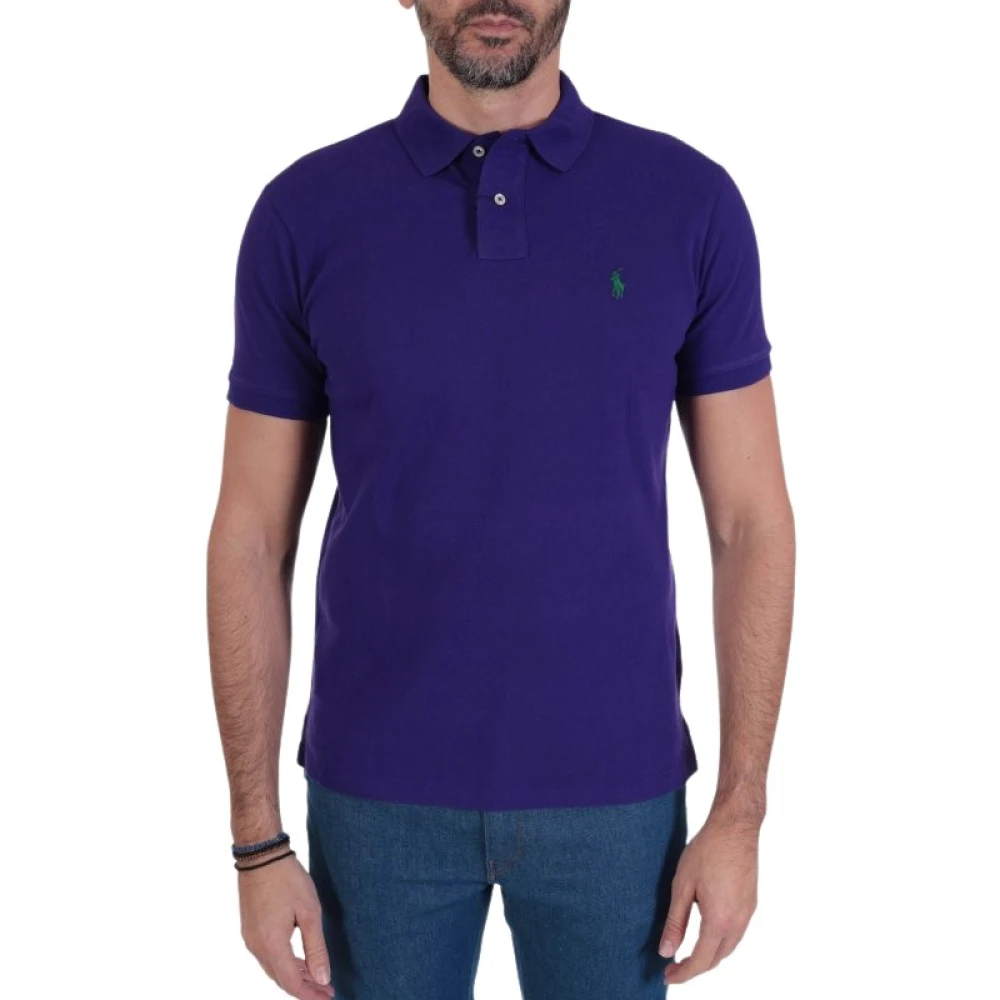 Ralph Lauren Herr Lila Toppar M, Bomull, Custom Slim Fit Piqué Pikétröja