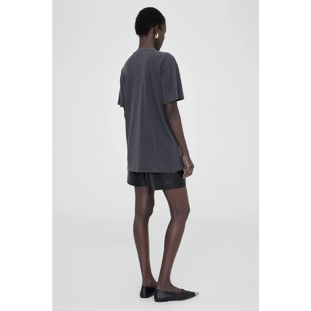 Anine Bing Luipaardprint Walker Tee Black Dames
