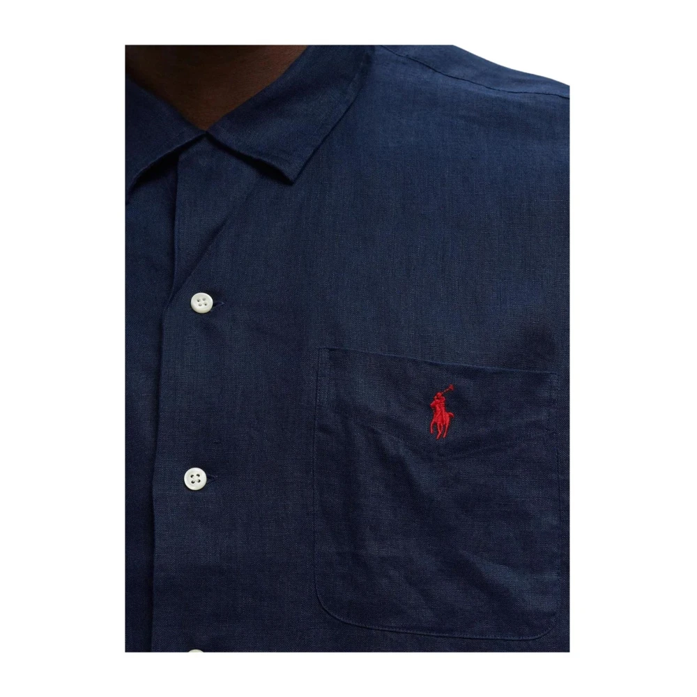 Polo Ralph Lauren Navy Linnen Overhemd Regular Fit Blue Heren