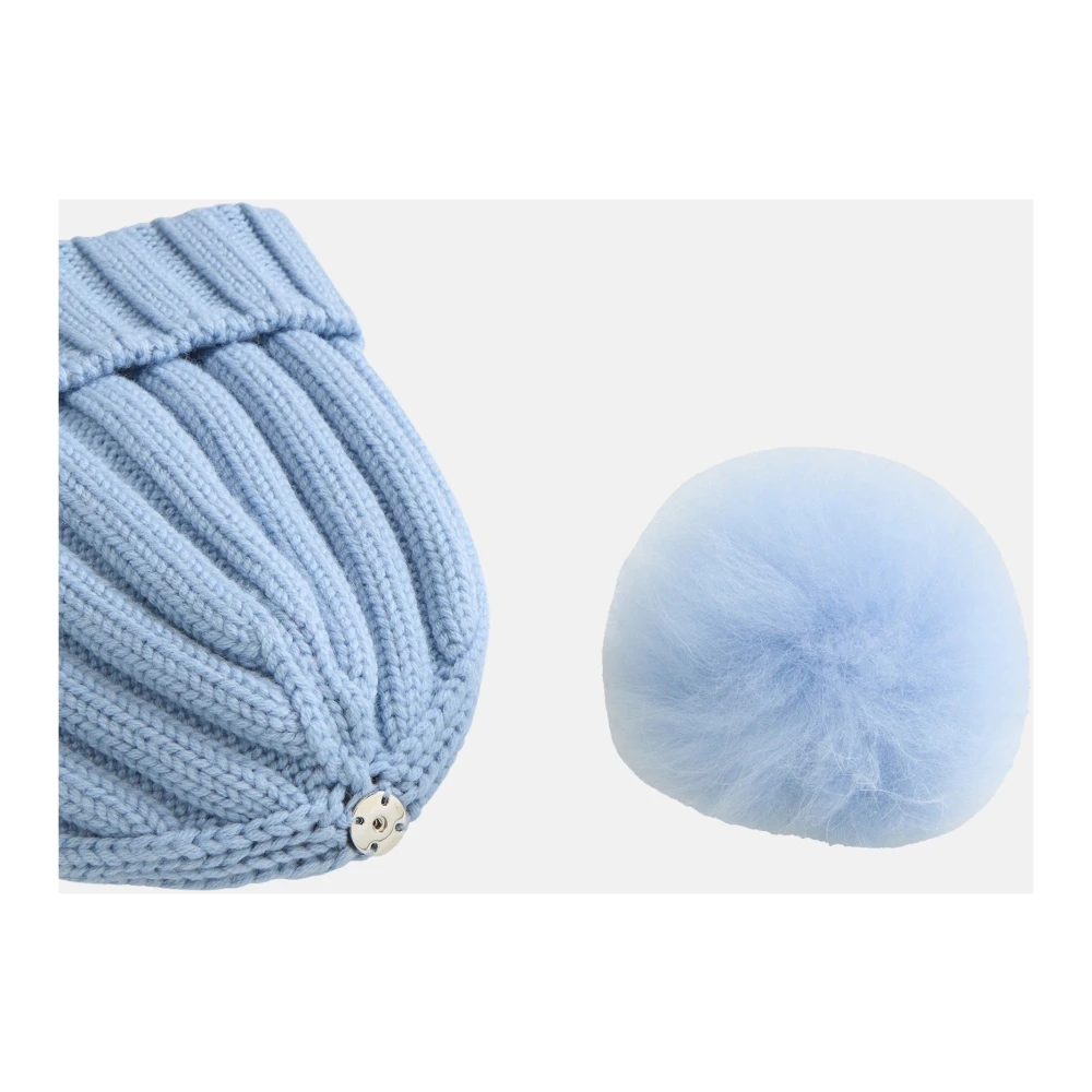 Woolrich Cashmere Pom Beanie Blue Dames