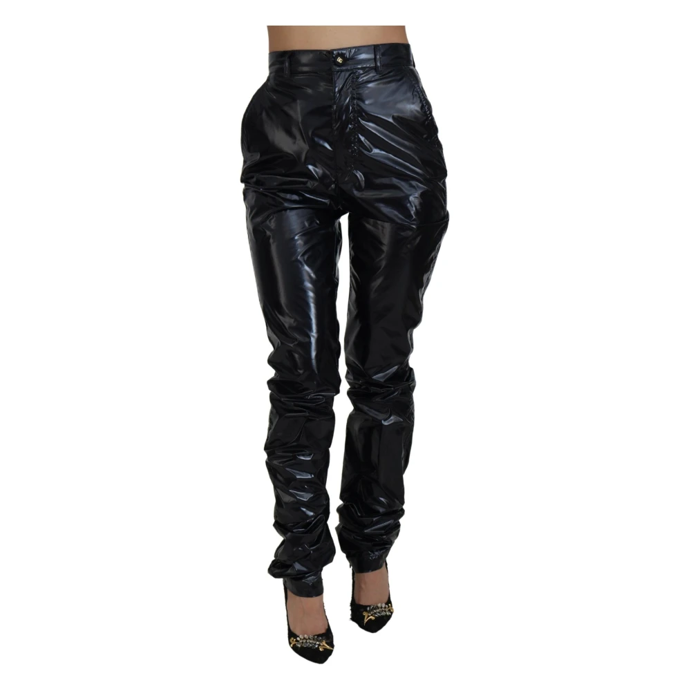 Dolce & Gabbana Leather Trousers Black Dames