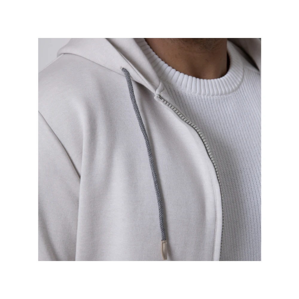Eleventy Capuchontrui in Greige White Heren