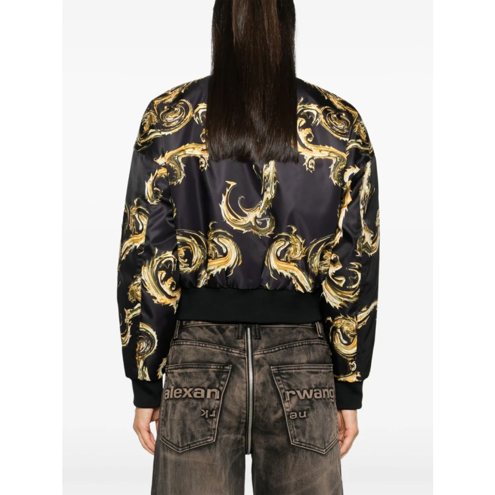 Versace Jeans Couture Zwarte Parka Wintermode Statement Multicolor Dames