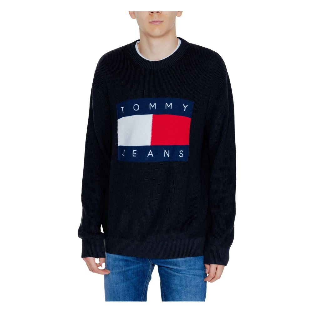 Tommy Hilfiger Zwart Katoenen Gebreide Lange Mouwen Ronde Hals Black Heren