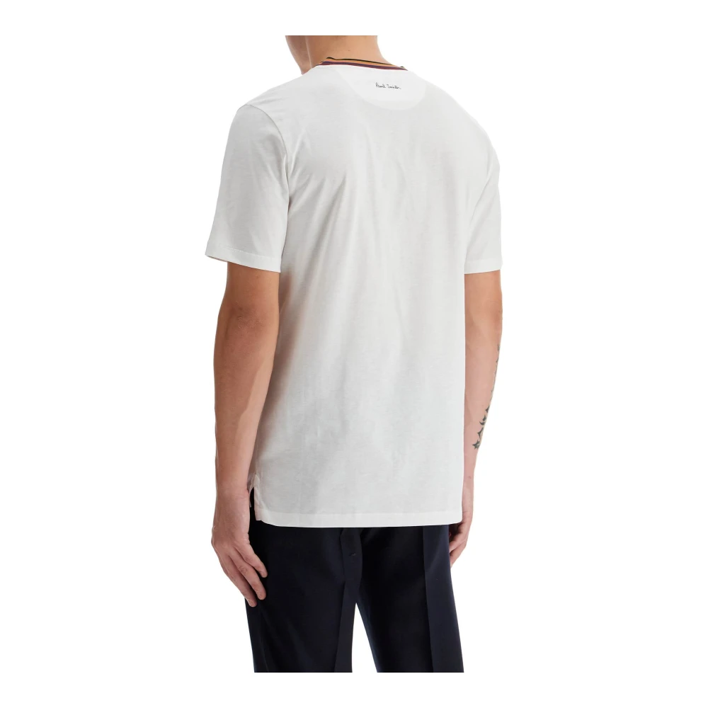 PS By Paul Smith Gestreept Geribbeld T-shirt Lichtgewicht Katoen White Heren