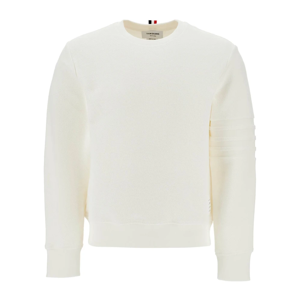 Thom Browne Gestreepte Katoenen Crewneck Sweatshirt White Heren