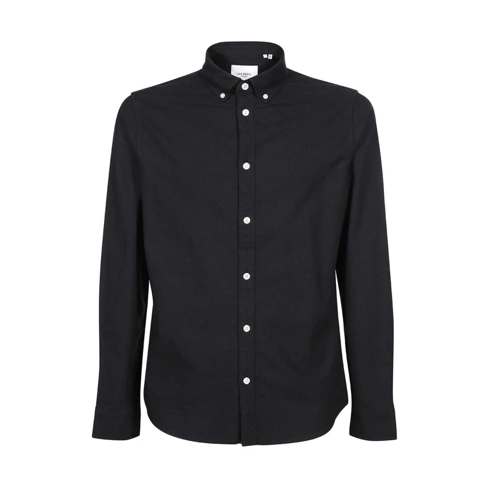 Les Deux Katoenen shirt met afgeronde zoom Black Heren
