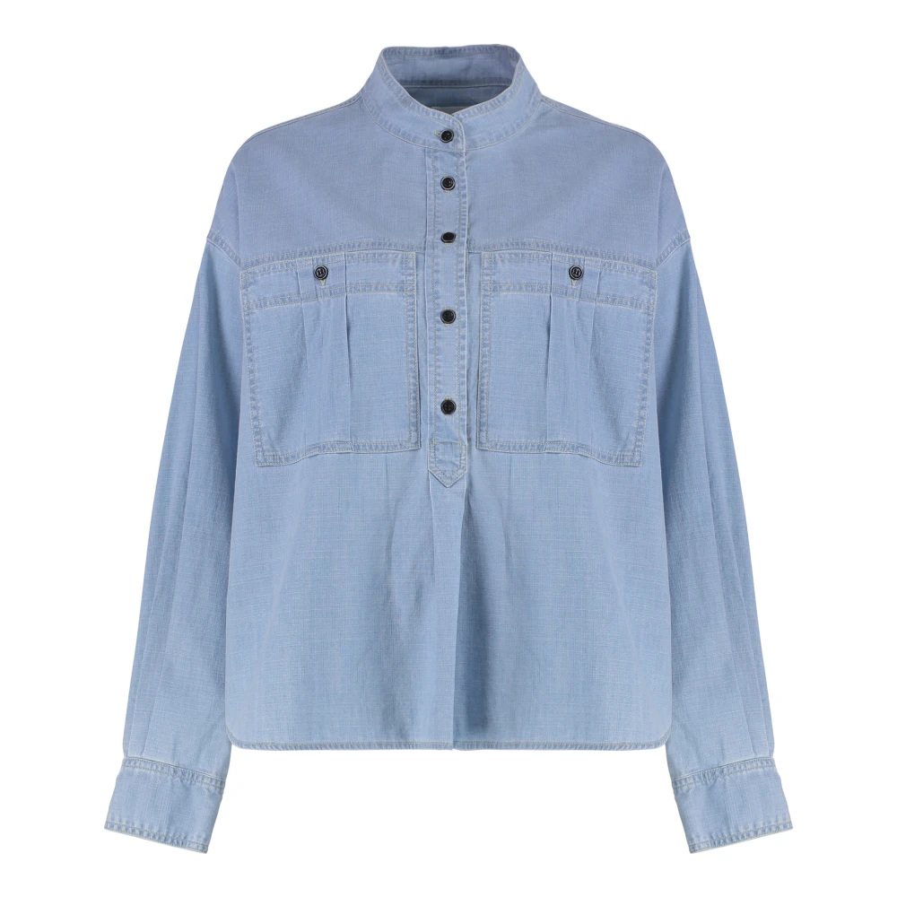 Marant Étoile Women's Blue Cotton Blouse With Button Details - Shirts - M - Blouses & Shirts