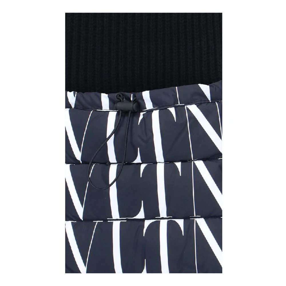 Valentino Wollen Logo Sjaal met Geribbeld Effect Black Heren