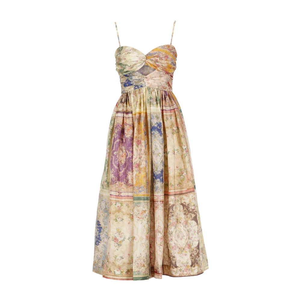 Zimmermann Bloemenprint zijden jurk met hartvormige halslijn Multicolor Dames
