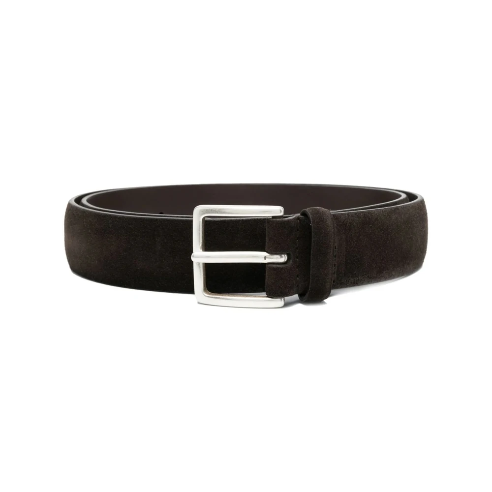Orciani Bruin Leren Riem met Zilveren Gesp Brown Heren