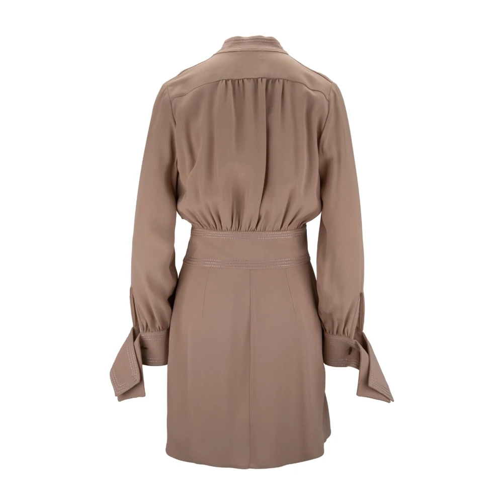 Elisabetta Franchi Korte Jurk met Rits en Knoop Beige Dames