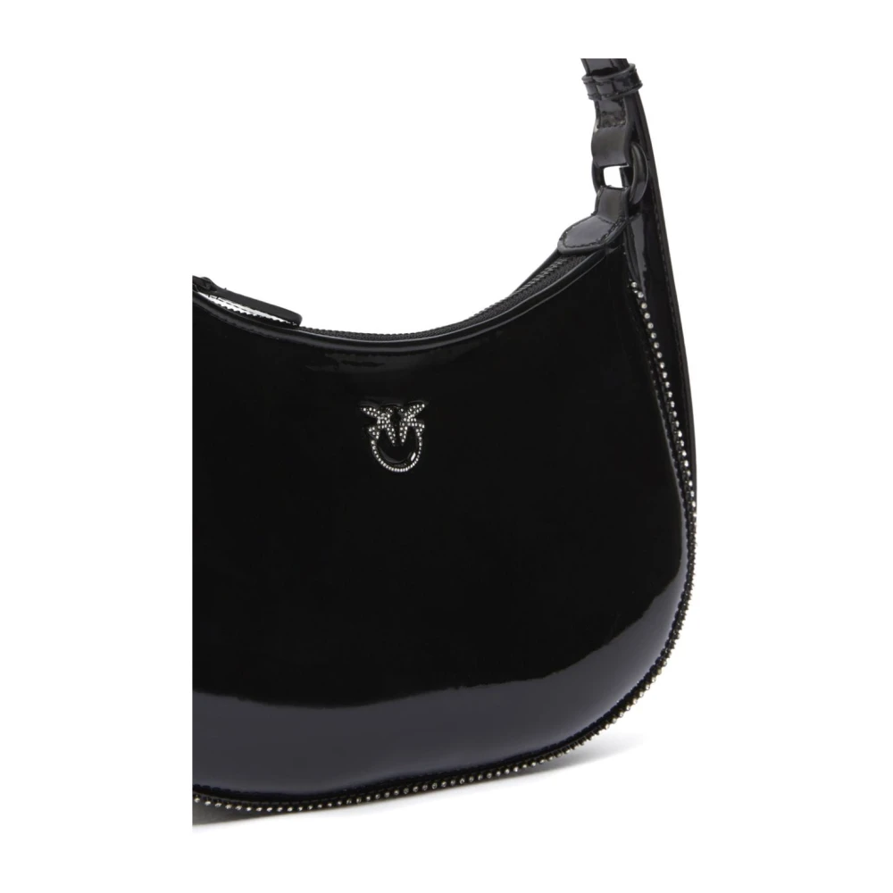 pinko Zwarte Paillet Liefdesvogels Handtas Black Dames