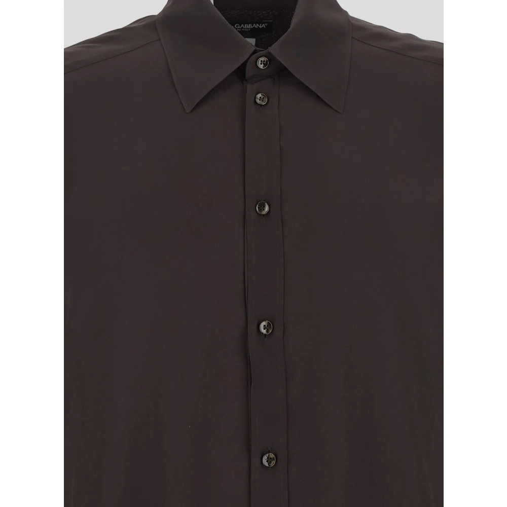 Dolce & Gabbana Luxe Zijden Overhemd Brown Heren