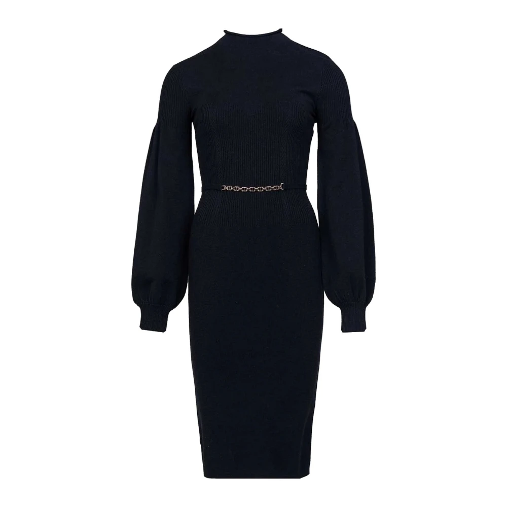 Twinset Casual jurk met gemengde stofcompositie Black Dames