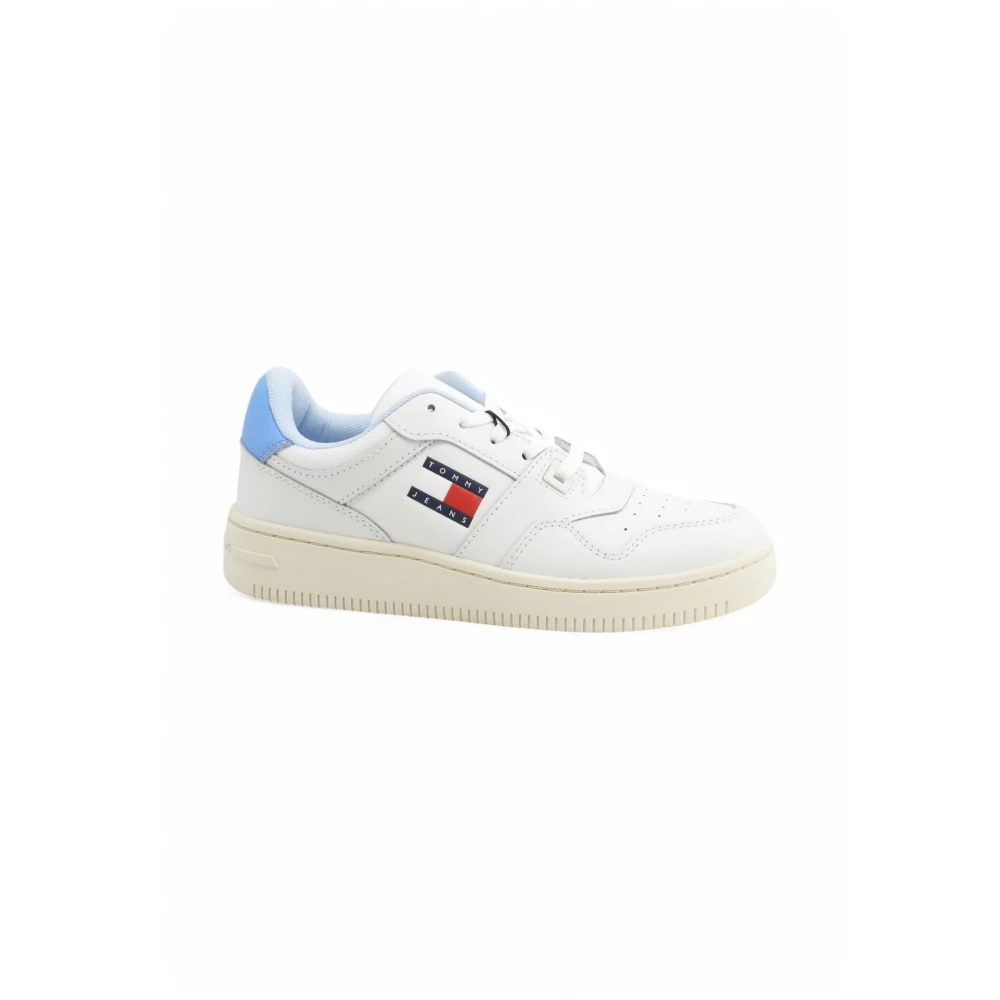 Tommy Hilfiger Kvinno Vit Skor Dam, 39 Eu, Läder, Retro Läder Basket Träningsskor