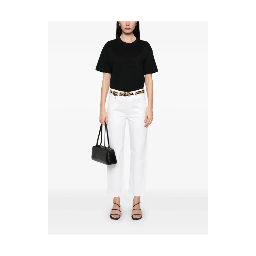 Elisabetta Franchi Zwart Crew Neck T-shirt Black Dames