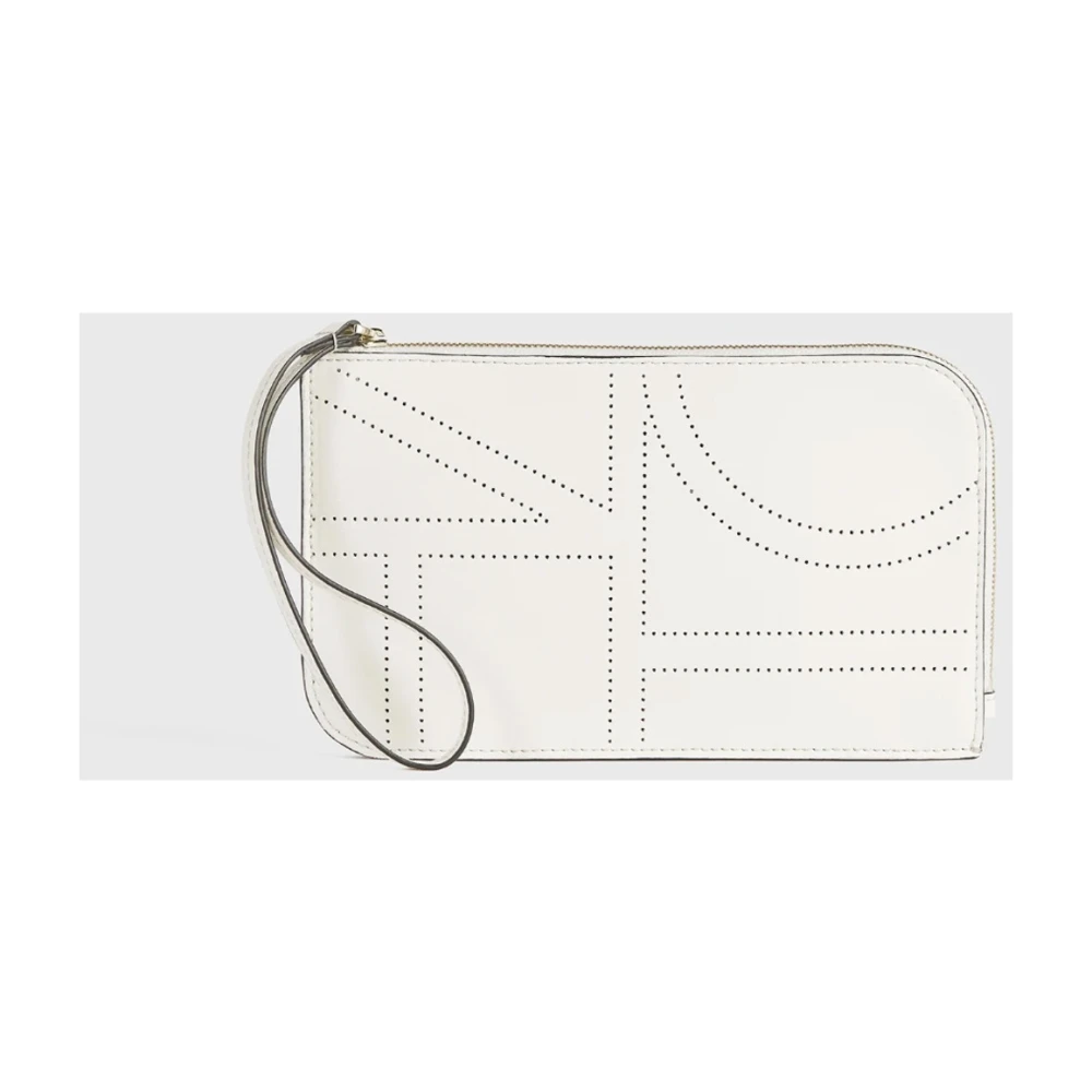 TotêMe Monogram Leren Pols Pouch Beige Dames
