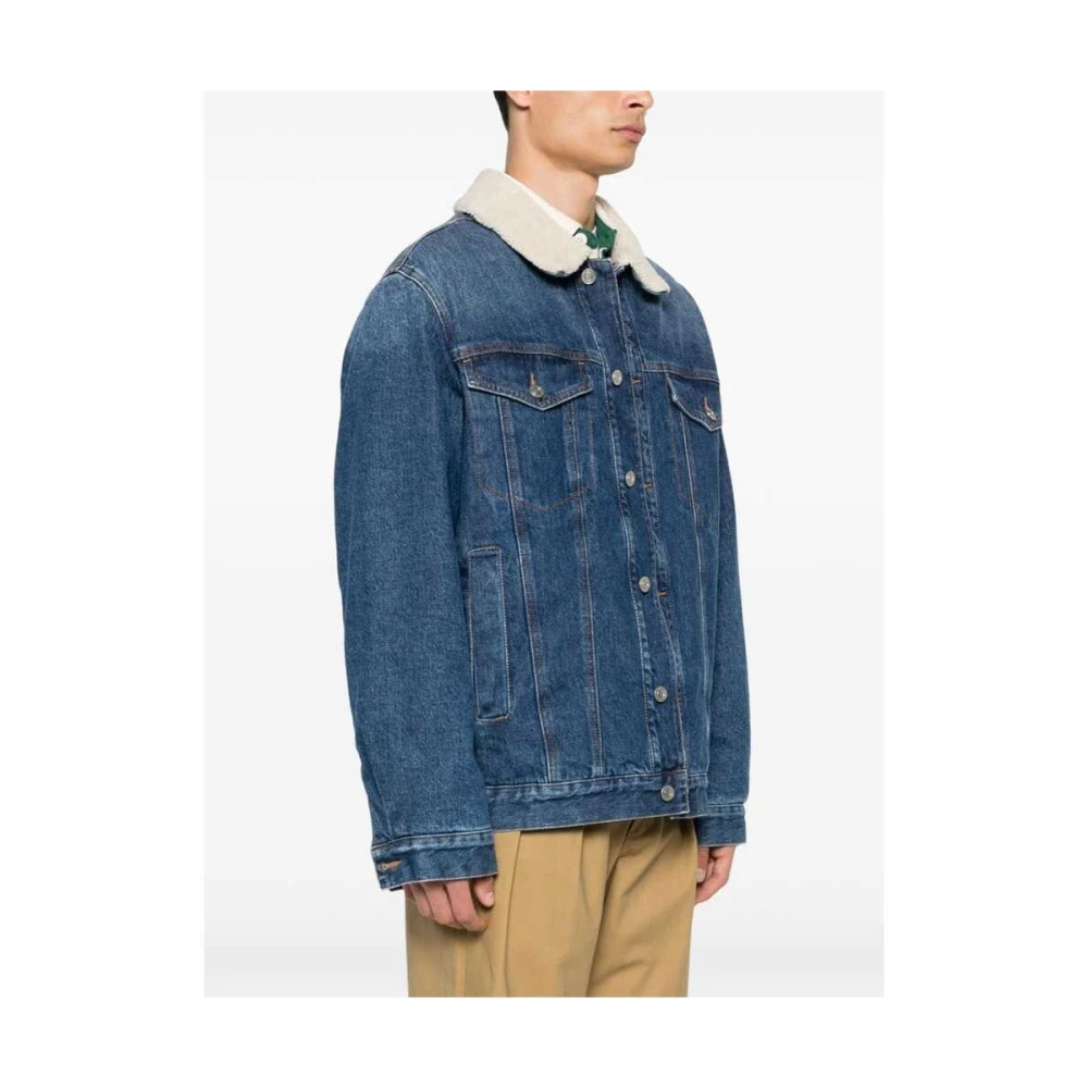 Isabel marant Denimjack met Faux-Shearling Kraag Blue Heren