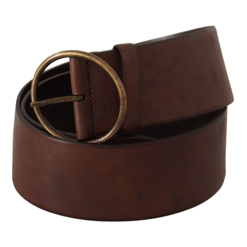 Dolce & Gabbana Elegante leren riem met gegraveerde gesp Brown Dames