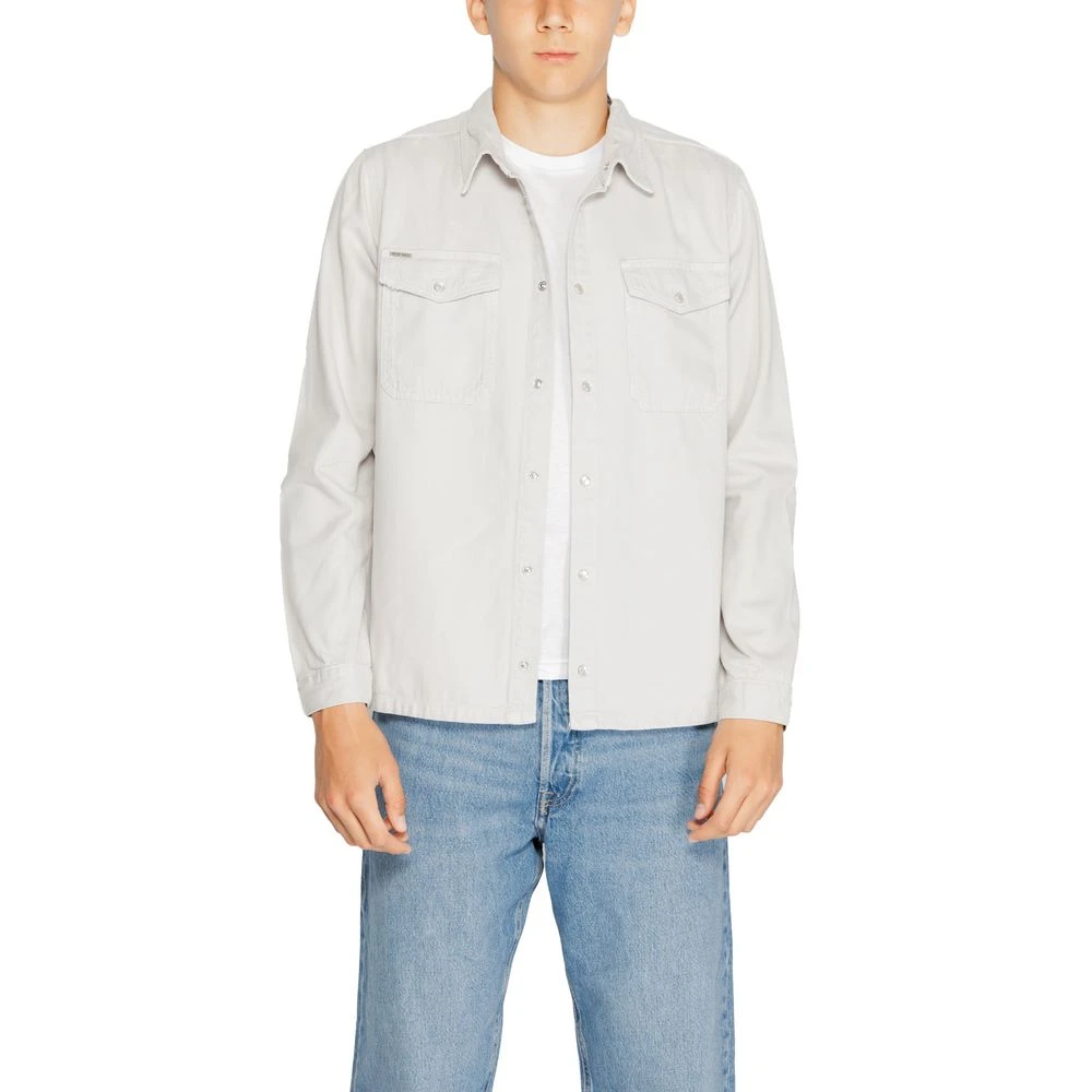 Antony Morato Men's Gray Light Jackets, 3XL, Regular Fit Shirt In Denim With Pockets