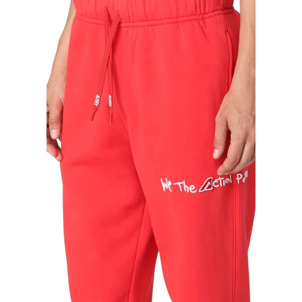 Autry Cotton Logo Drawstring Trousers Red Dames