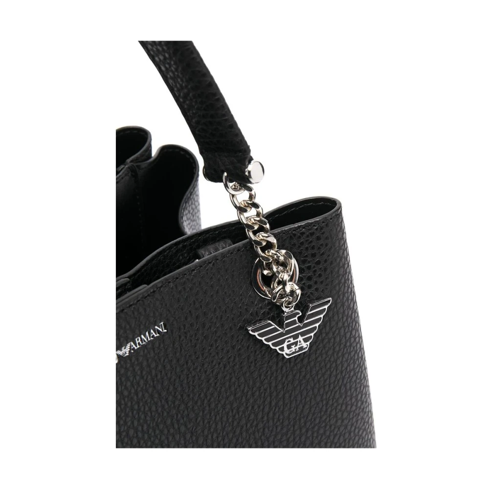Emporio Armani Zwarte Pebble Textuur Logo Print Tas Black Dames