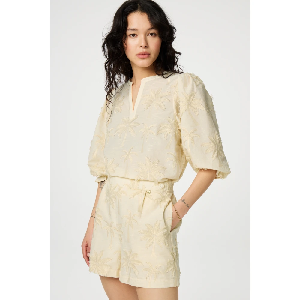 Fabienne Chapot Crème Wit Geborduurde Top Beige Dames