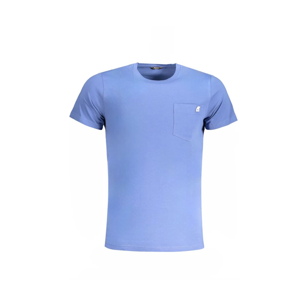 K-way Blauw Katoenen T-Shirt met Zak Blue Heren