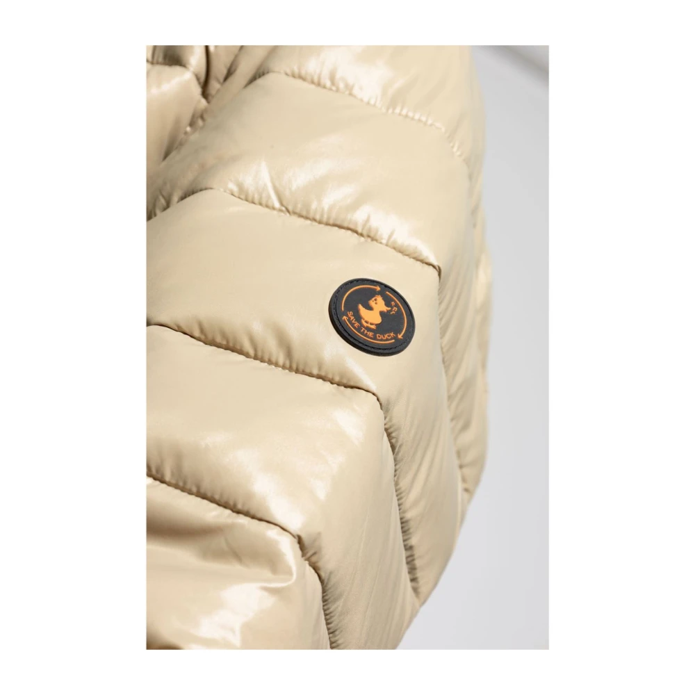 Save The Duck Gewatteerde Jas Hoge Hals Rits Beige Heren