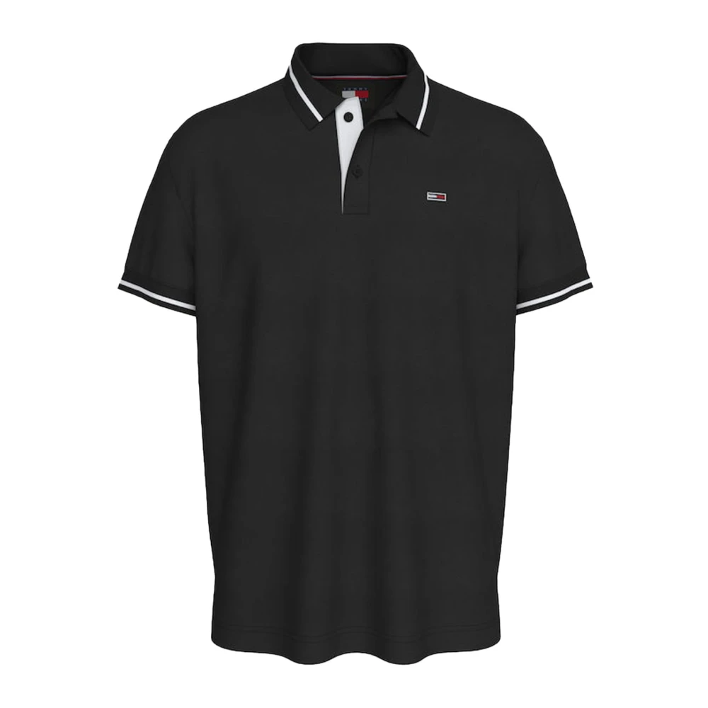 Tommy Jeans Zwarte Polo Shirt Klassieke Pasvorm Black Heren