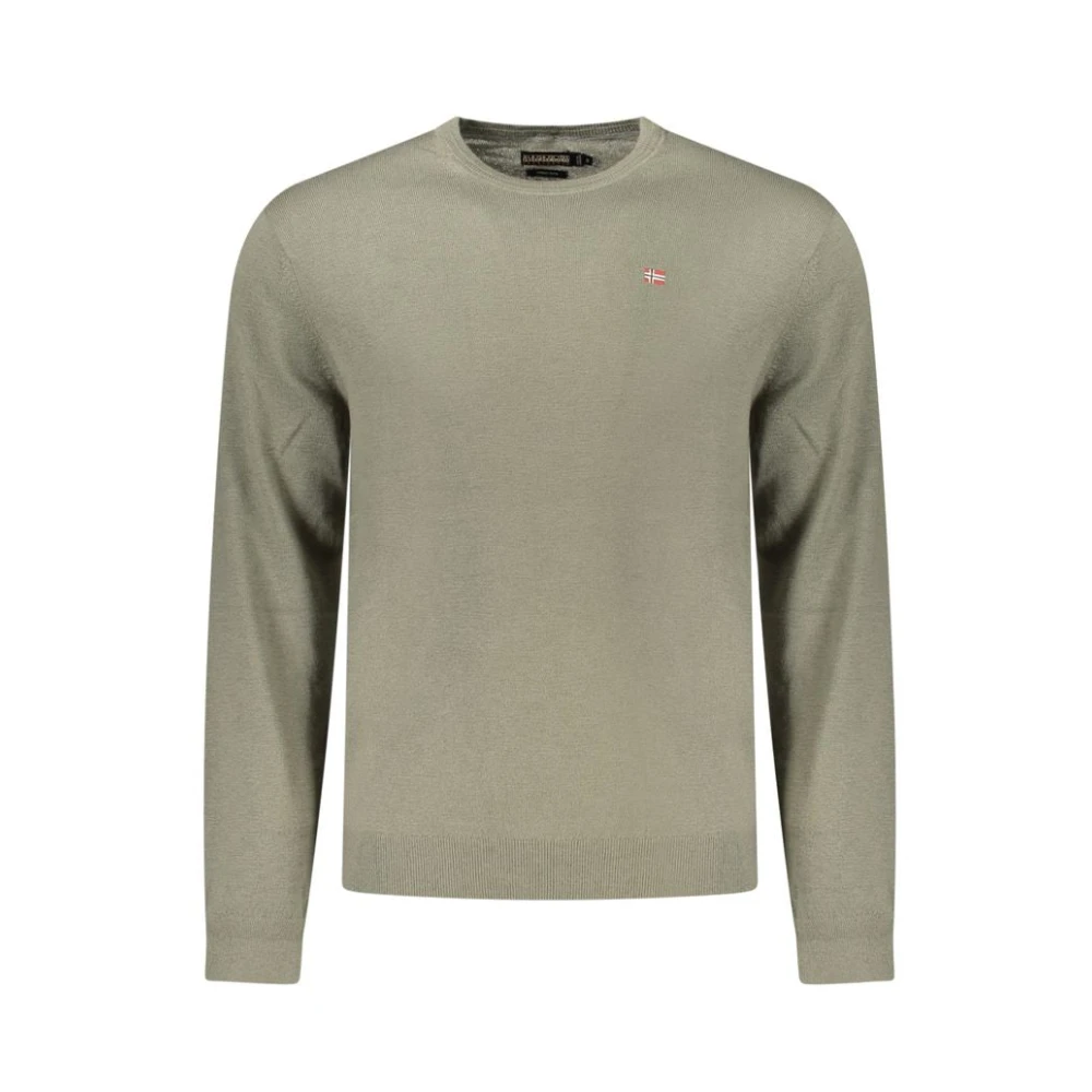Napapijri Men's Green Round-Neck Knitwear, 2XL, Wool Jumper