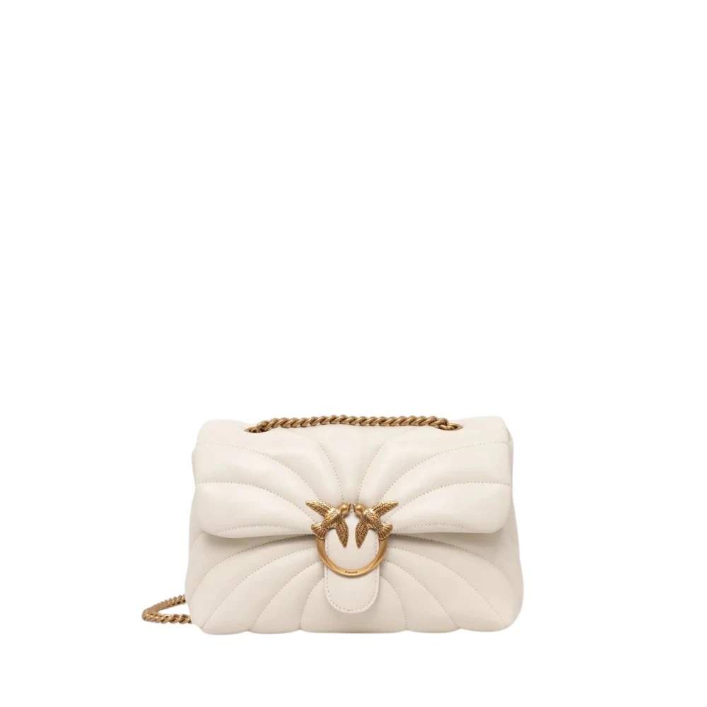 Pinko Donna Bianco - Borsa A Tracolla Grande Love Bag Puff Trapunta Farfalla - Immagine 3