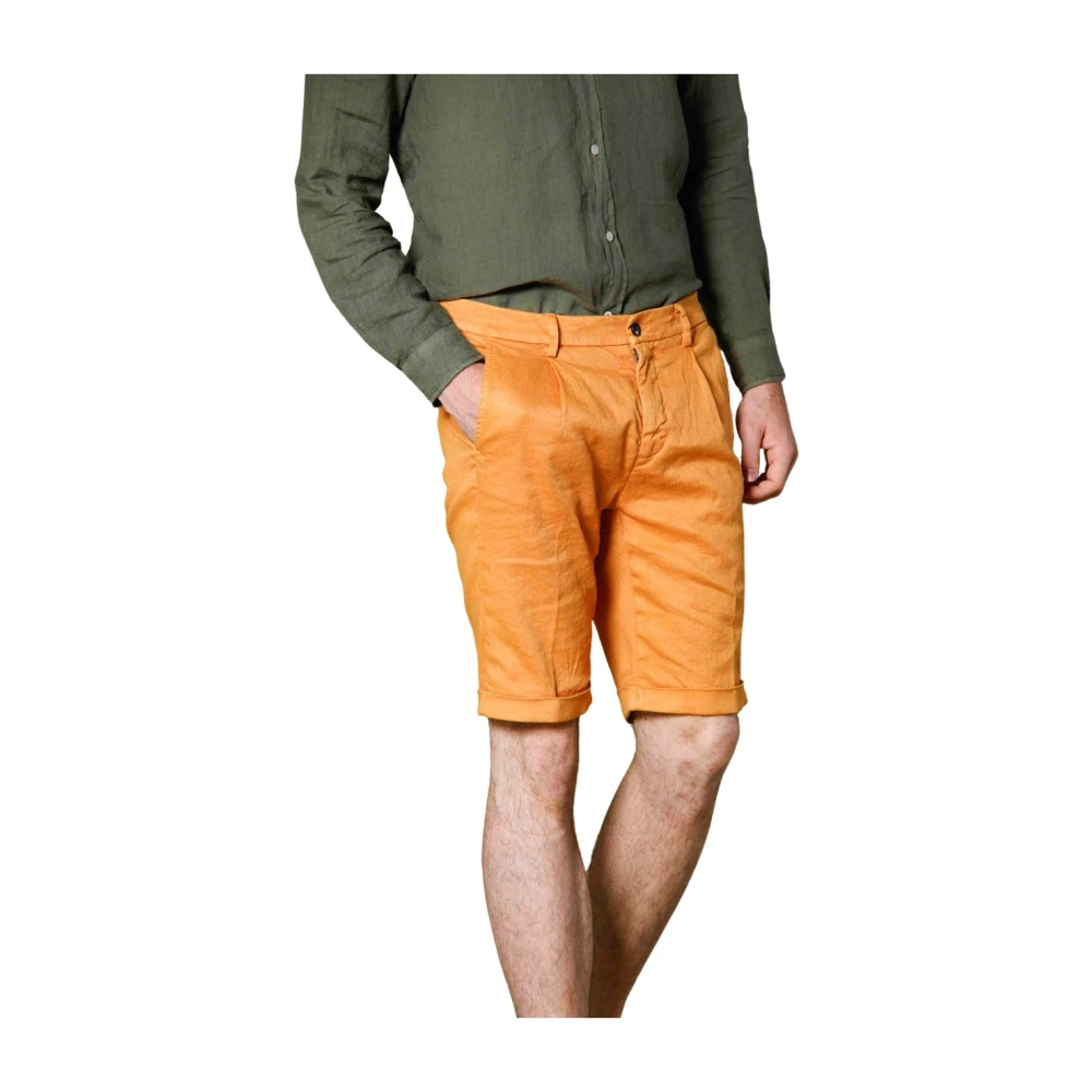 Mason's Carrot Fit Linnen-Katoenen Chino Bermuda Shorts Orange Heren
