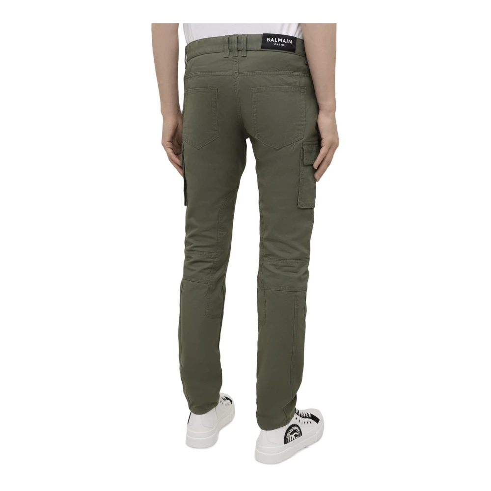 Balmain Cargo Broek met Logo Print Green Heren