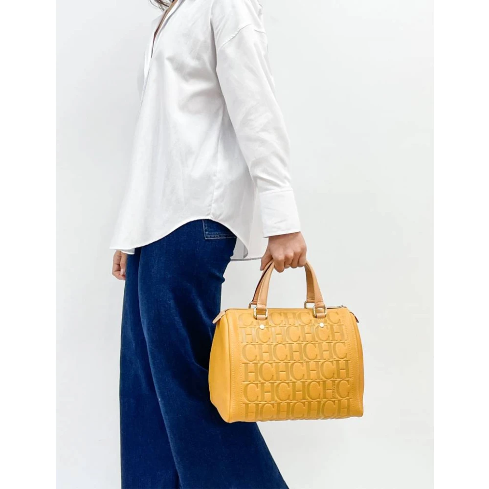 Carolina Herrera Andy 7 Tatuado Mimosa Leren Tas Yellow Dames