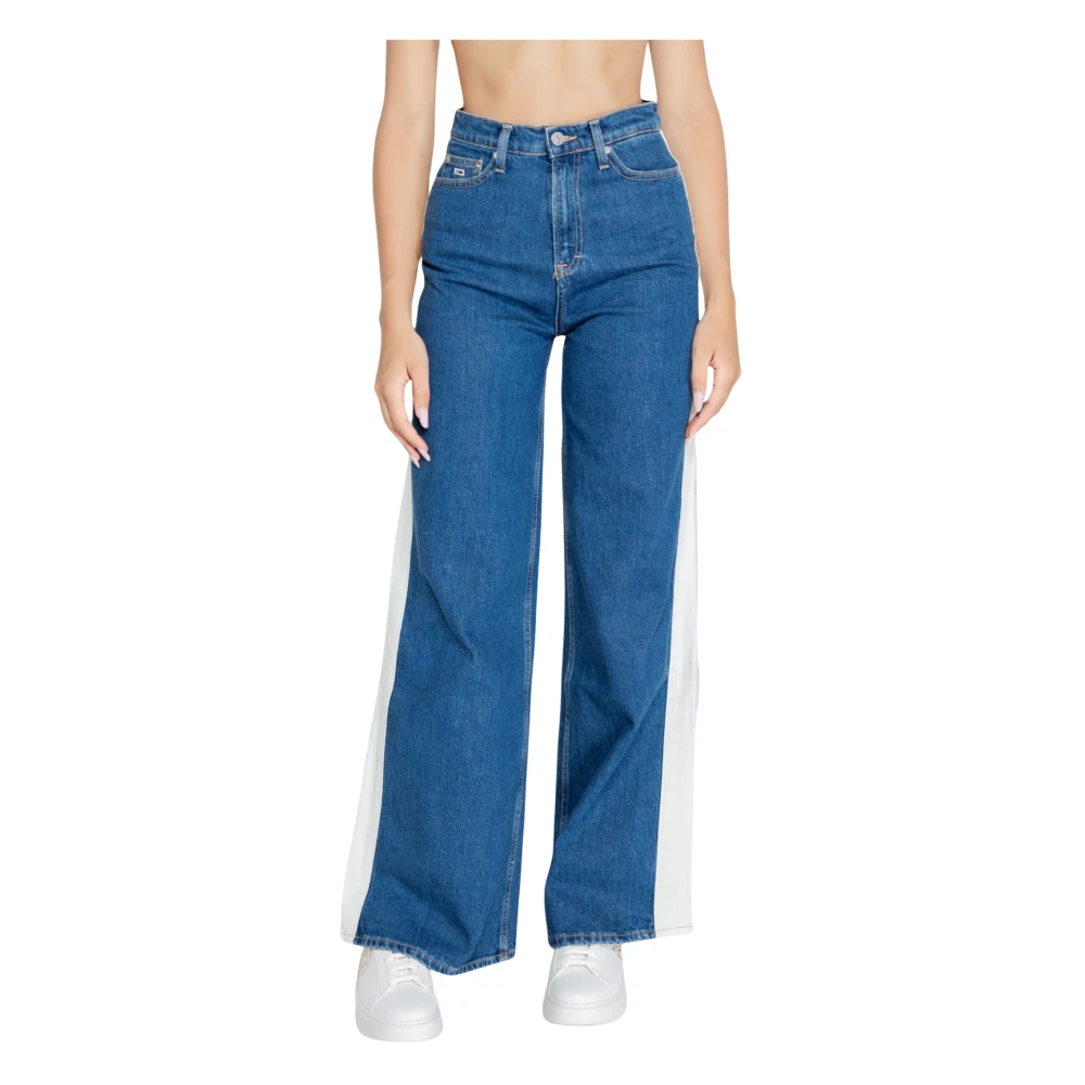 Tommy Hilfiger Blauwe Plain Jeans Rits Knoopsluiting Blue Dames