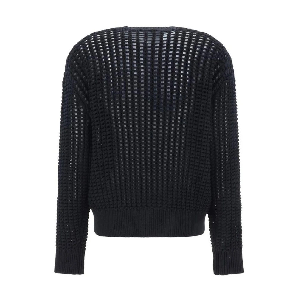 Givenchy Gewatteerde Gebreide Kasjmier Trui Iconisch Logo Black Dames