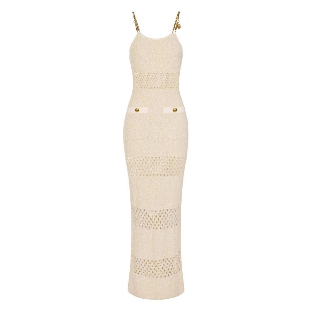 Elisabetta Franchi Beige Long Knit Dress - Female - Knitted Dresses - M - Dresses