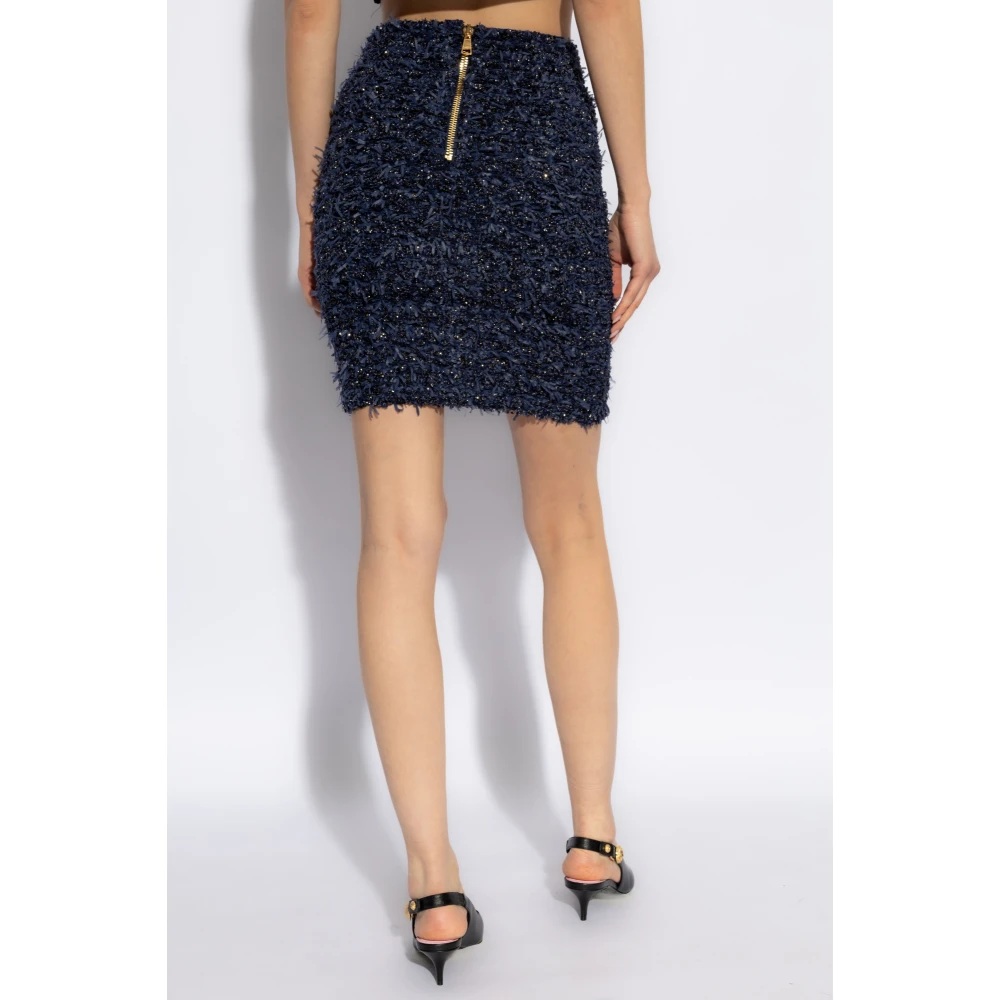 Balmain Tweed rok met lurex draad Blue Dames