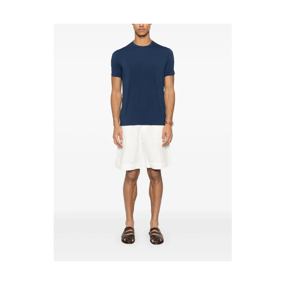 Giorgio Armani Navy Blue Crew Neck T-shirt Blue Heren